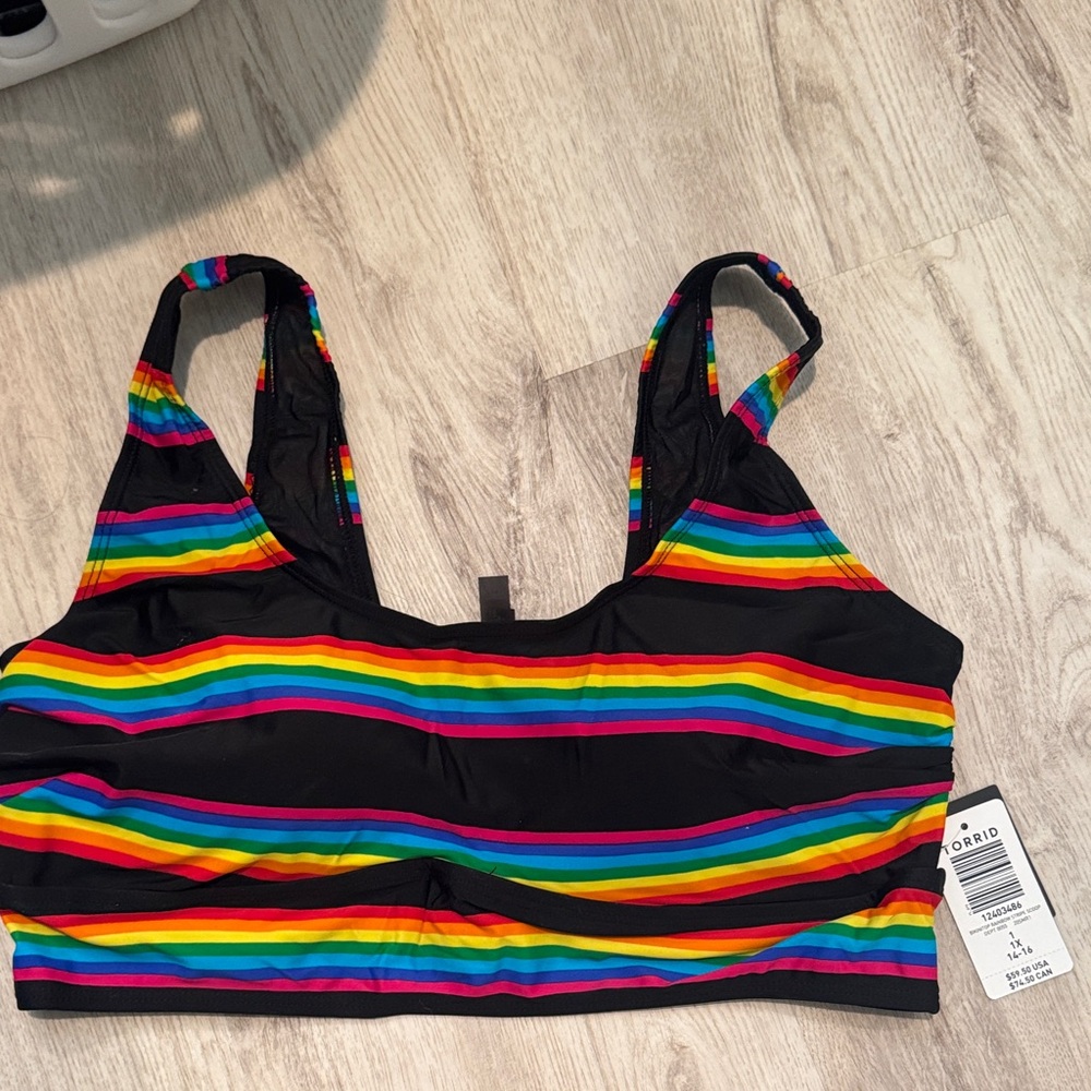 Torrid Multicolor Striped bikini top